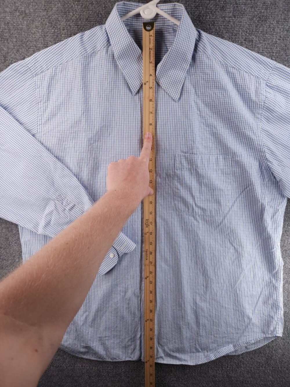 Armani Collezioni Check 18 Cotton Blue Mens Pocket Button Up Elegant Long Sleeve - Picture 11 of 16